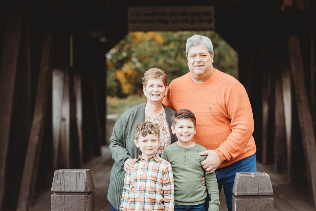 Grandparents with their grandsons at Fort Hunter in Harrisburg for family photos