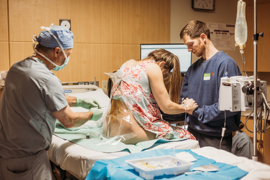 This mama giving birth in Harrisburg opted for an epidural during her delivery