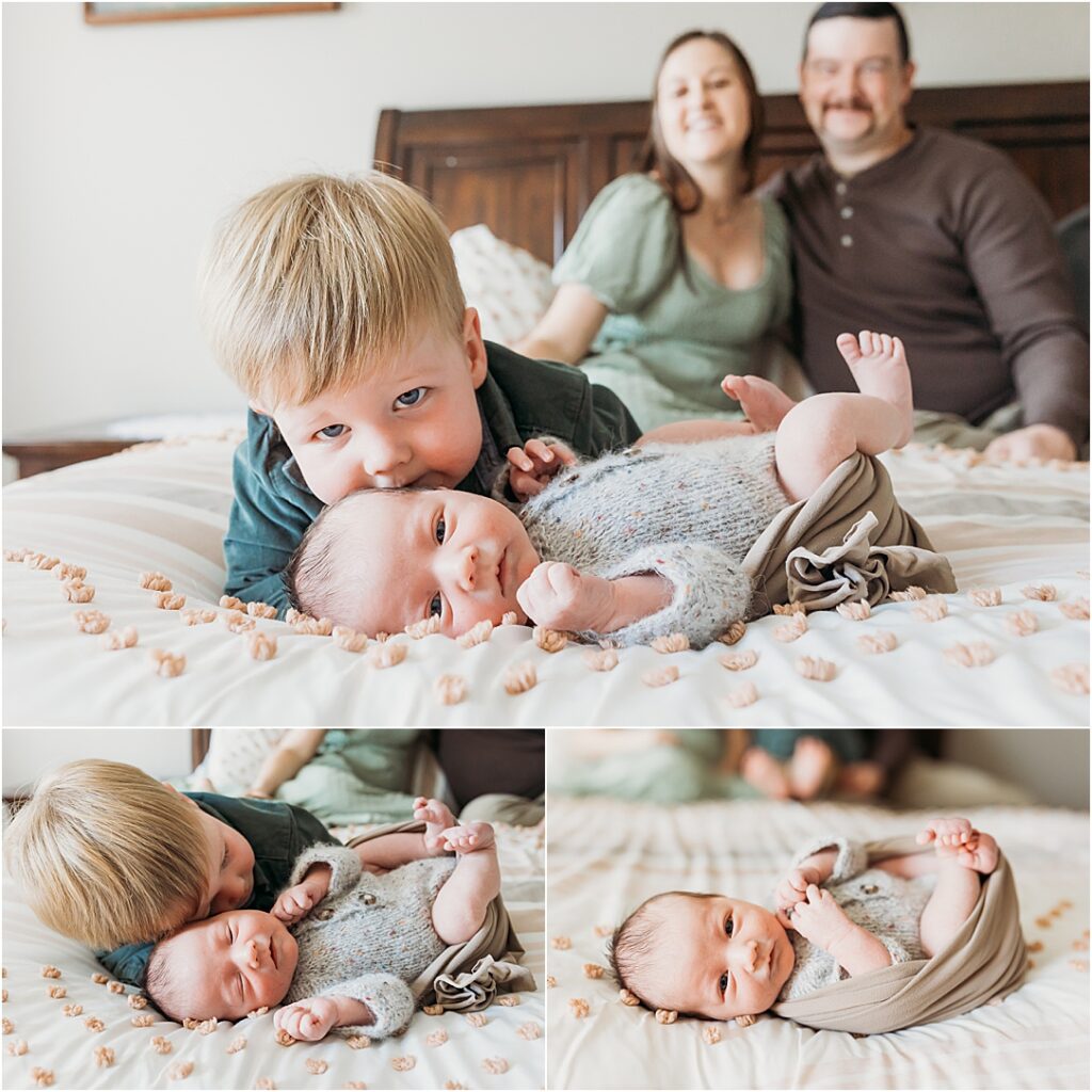 Big brother snuggles are the best, letting toddler siblings set the pace during a newborn session is key