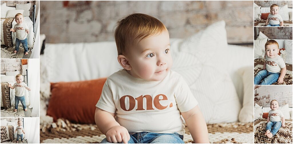 Leo wearing his ONE birthday tshirt on my lifestyle set for some candid portraits before his cake smash. 