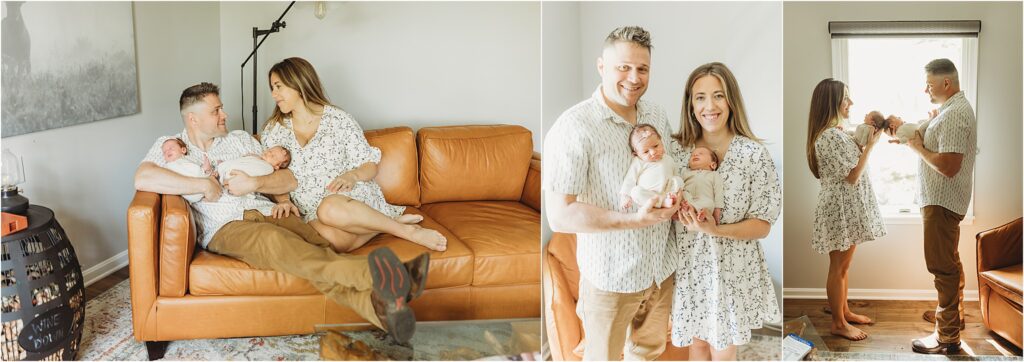 mom, dad, and twin baby girls equals a whole lot of love in this cozy in home session hosted in york, pa