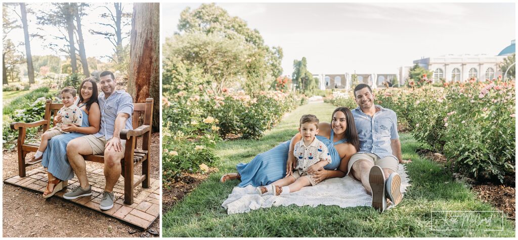 Sitting on a bench together or sitting on a blanket on the ground, we will capture your family smiling together at Hershey Gardens.